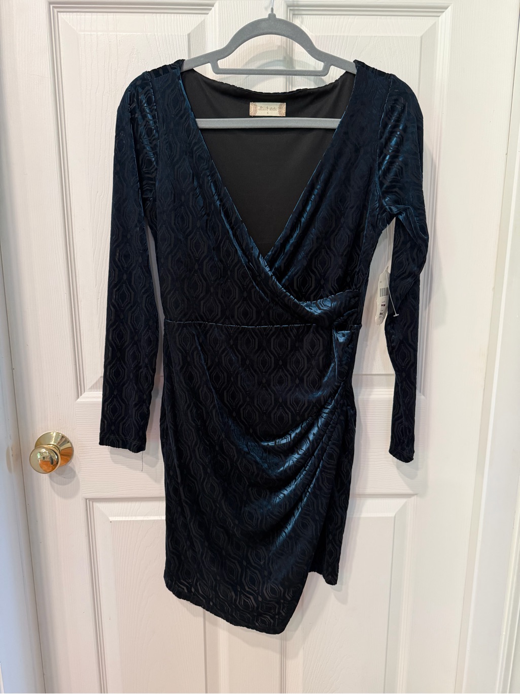 Altar'd State Deep Navy Velvet Wrap Dress